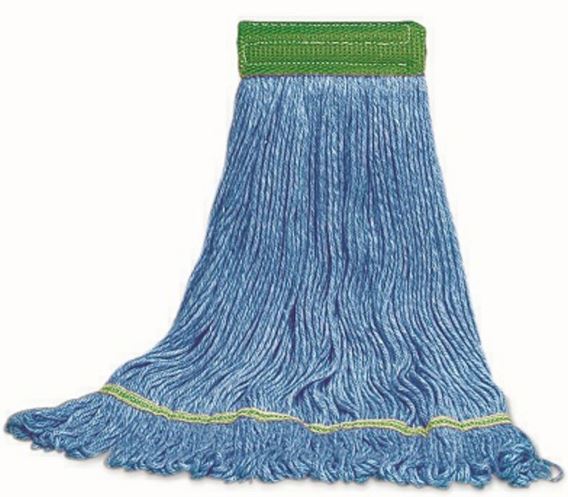 All-Purpose Loop End Wet Mop, 5" Headband, Medium, Synthetic, Blue